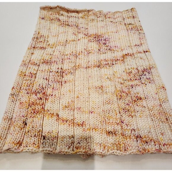 HANDMADE Rib Knit Snood Tube Scarf Cowl Shawl Yellow Variegated Stretch New - Picture 4 of 12